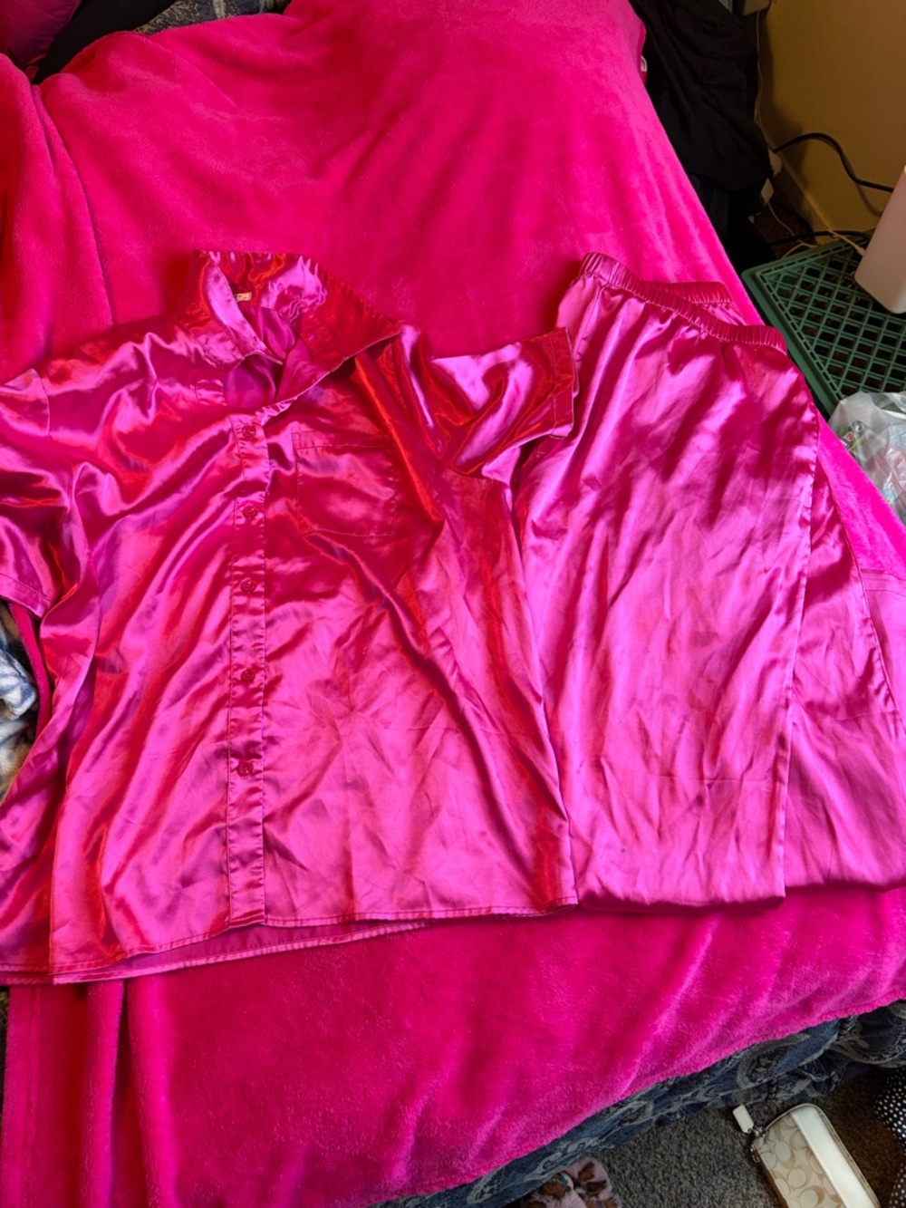 Silky Hot Pink Women's Two-Piece Pajama Set